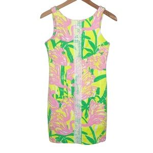 Lily Pulitzer dress for target. Shift dress “fan dance” pink green yellow